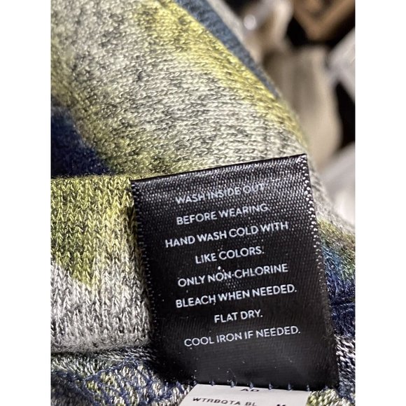 Simply Vera Sz M Gray Chartreuse Blue Floral Ruched V Neck Lightweight Sweater - Picture 8 of 10